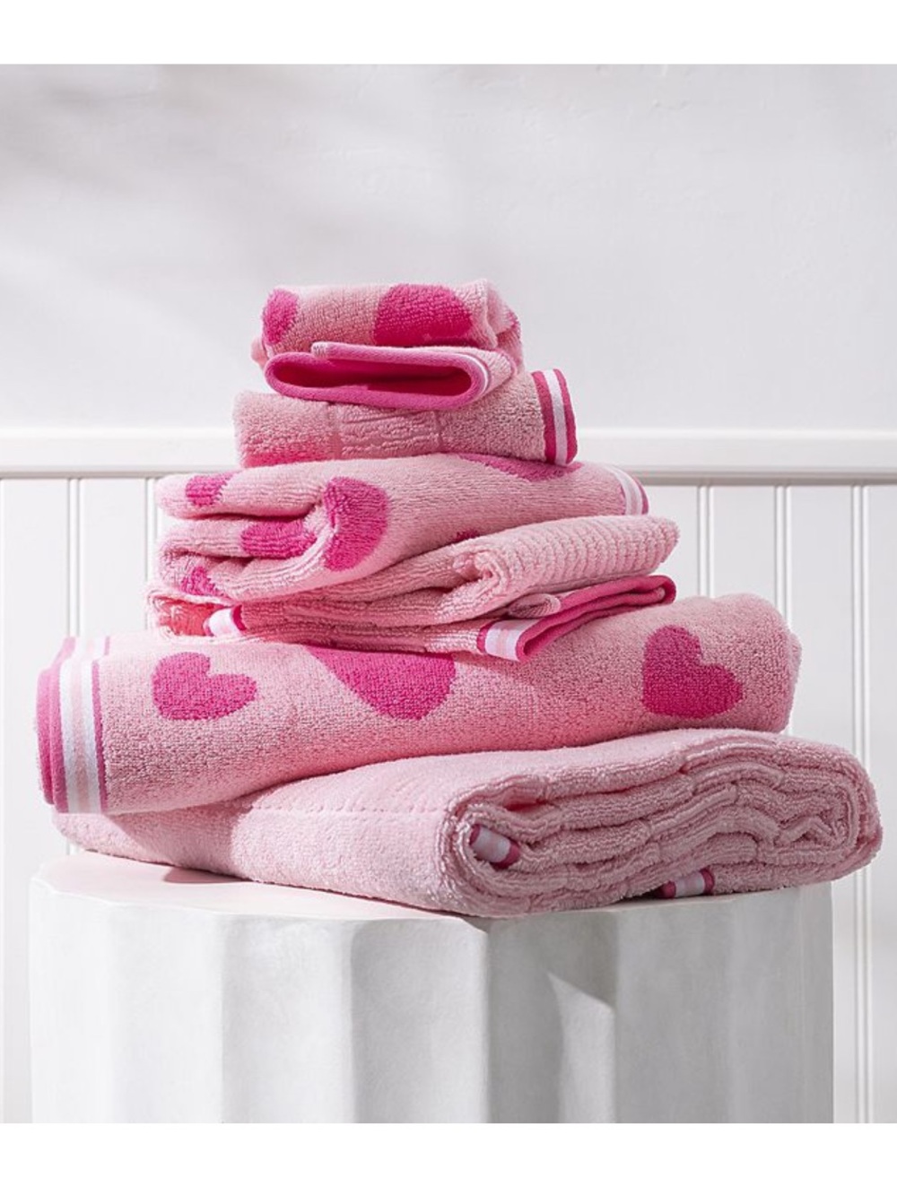 Caro Home Girls Pink Hearts Soft Cotton Towel 6pc Set 2 Bath/ 2 Hand/2 Tip